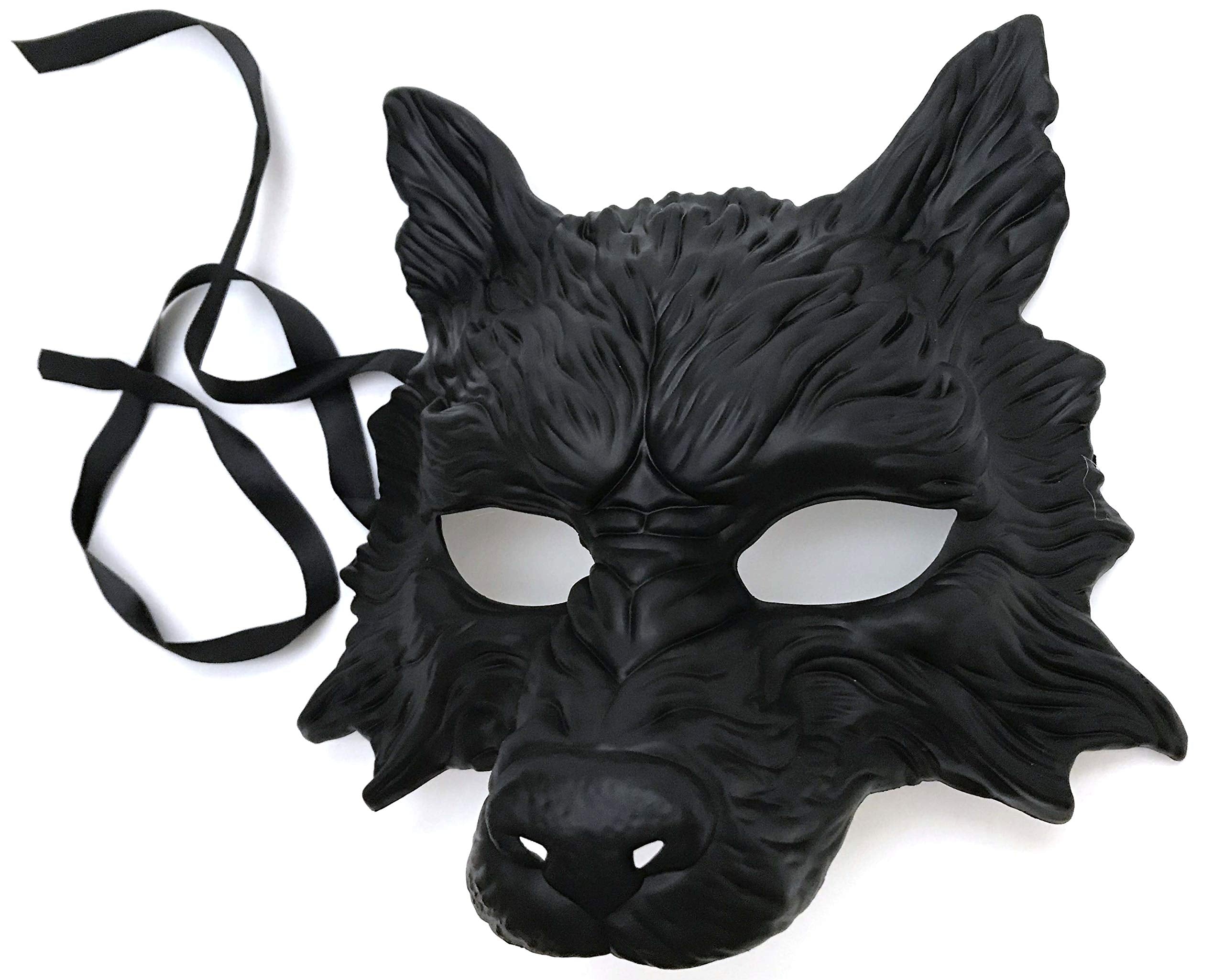 MasqStudio Black Wolf Mask Animal Masquerade Halloween Costume Cosplay Party mask (BLACK)
