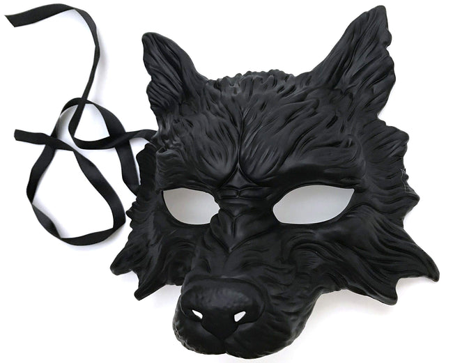 MasqStudio Black Wolf Mask Animal Masquerade Halloween Costume Cosplay Party mask (BLACK) Hover Image