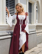 YTWS Renaissance Witch Vampire Pirate Costume Dress for Women Viking Victorian Goth Elf Fairycore Halloween Party Cosplay