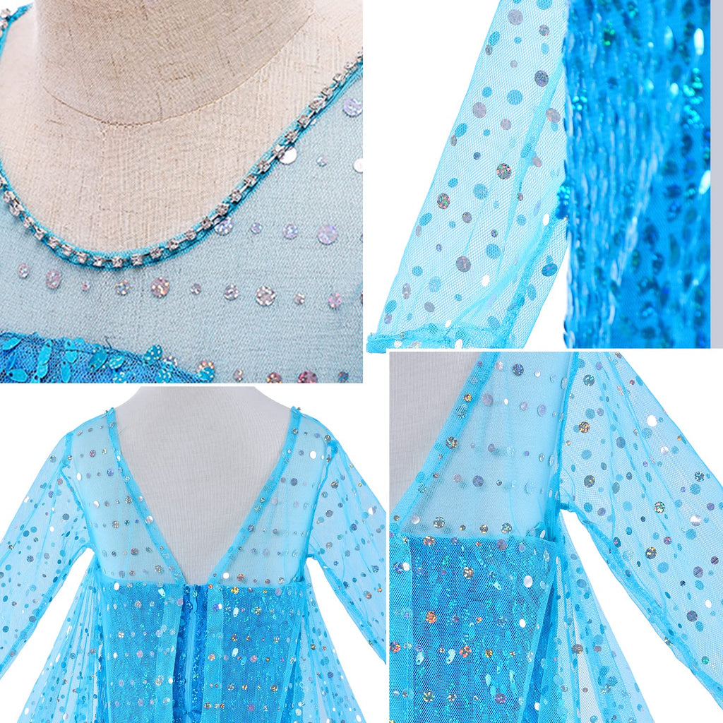 Luxury Princess Dress Costumes with Shining Long Cape Girls Birthday Party 2T 3T