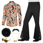 70s Outfits for Men 6 Pcs Disco Outfit Retro Costume with Bell Bottom Pants