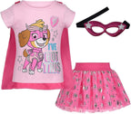 Paw Patrol Skye Toddler Girls Cosplay T-Shirt Tulle Tutu Cape and Mask 4 Piece Outfit Set 5T