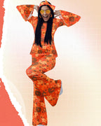 Leumoi 6 Pcs 60s 70s Disco Outfit Women Hippie Costume Accessories Flared Pants Headband Earrings Sunglass