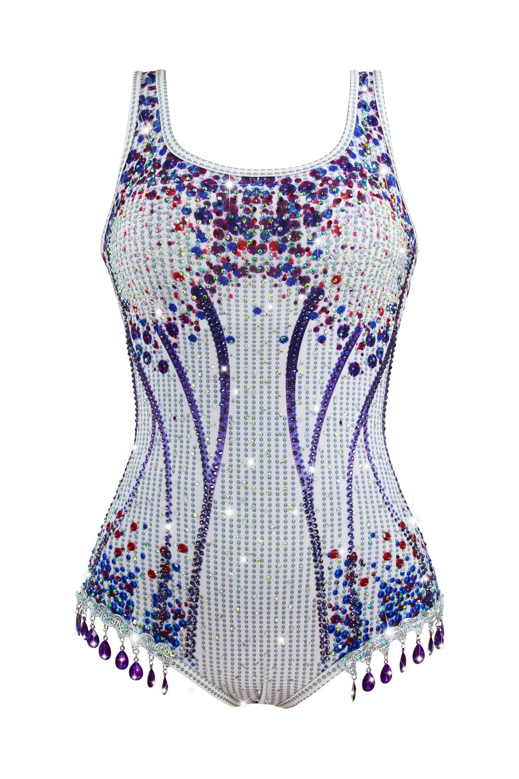 Sinkawa Jackets Sequin Bodysuit Swimsuit Sparkle Costume Tour Outfit Halloween Cosplay for Women Girls（9-10） Blue Purple