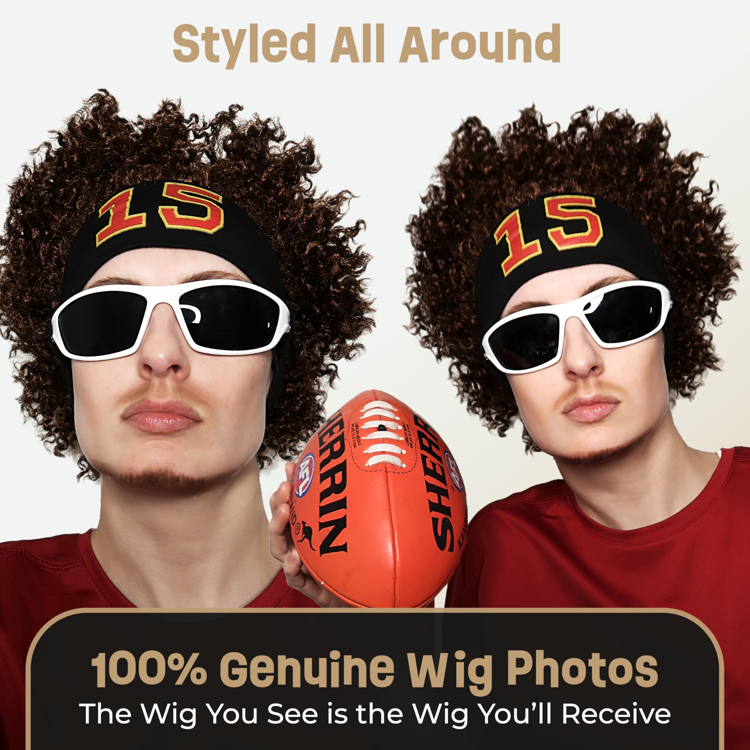 ALLAURA Compatible with Sonny Bono Wig – 60s 70s Men’s Short Brown Wig + Mustache for Hippie, Singer, TV Star, Cop, Detective Costumes – Liberty Duo, Limu & Doug, Uncle Rico, Retro Halloween Outfit