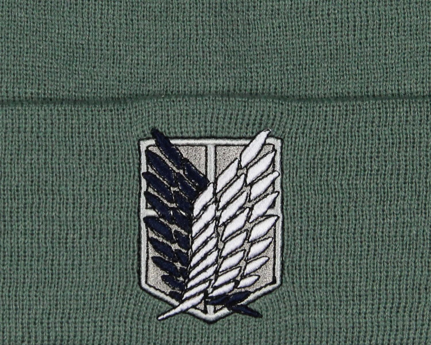 Attack on Titan Men's Scout Regiment Embroidered Logo Design Fold Cuff Adult Beanie Hat Cold Weather Grey