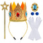 woxafo 5PCS Princess Crown Accessories, Princess Tiara Headband/Wand/Gloves/Brooch/Earrings for Girls Women Halloween Cosplay Party Dress Up