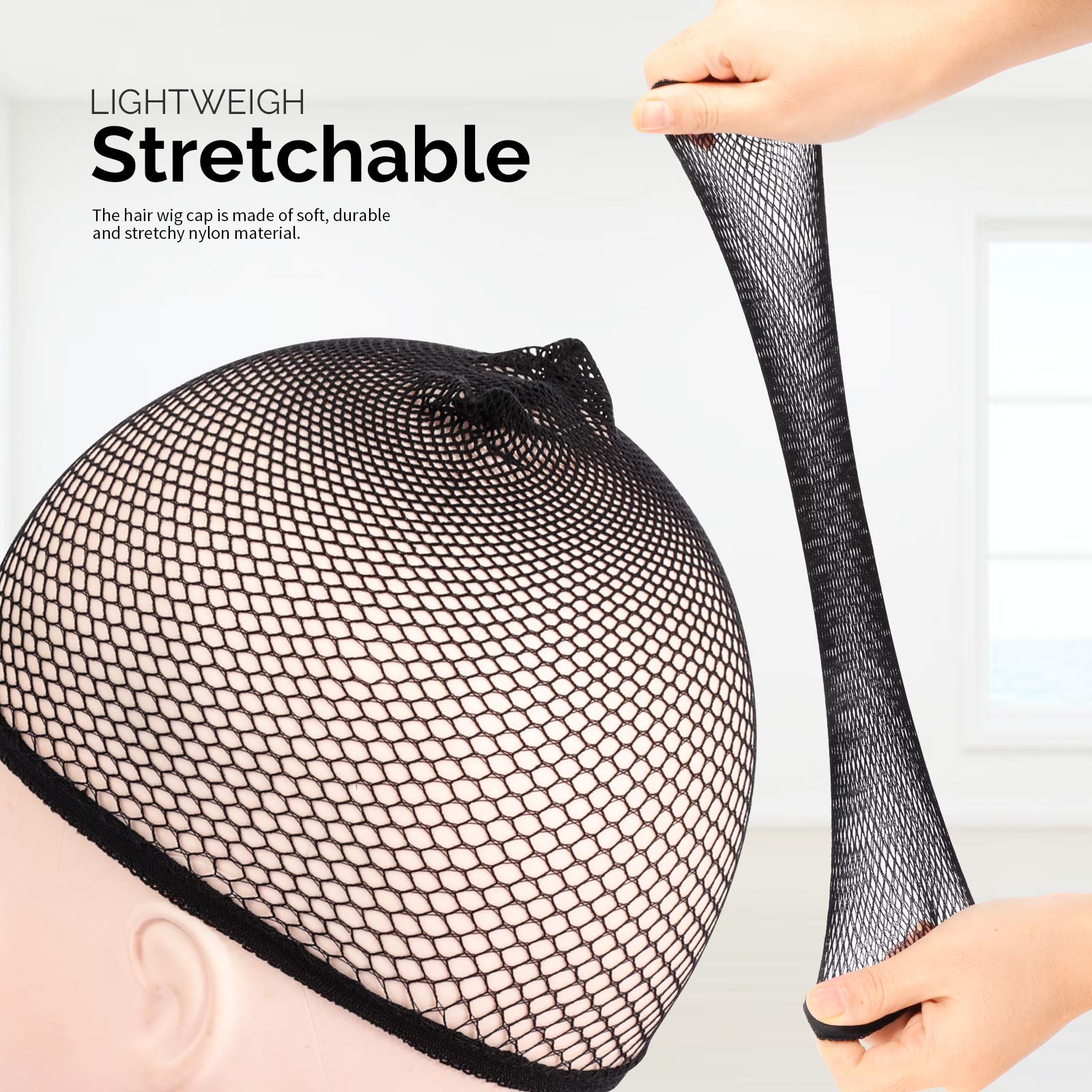 Fandamei 6PCS Wig Cap, 6PCS Black Mesh Wig Cap Net, Closed End Hair Mesh Net, Liner Weaving Caps for Women, Men, Kids, Wig Caps for Halloween, Cosplay