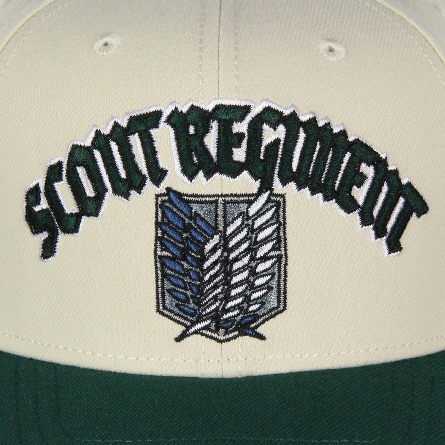 Attack on Titan Adult Scout Regiment Embroidered Snapback Hat for Men and Women Beige