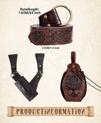 8 Pcs Men's Renaissance Costume Halloween Medieval Pirate Shirt Pant Viking Costume Accessories Set (Stylish Color, Large)