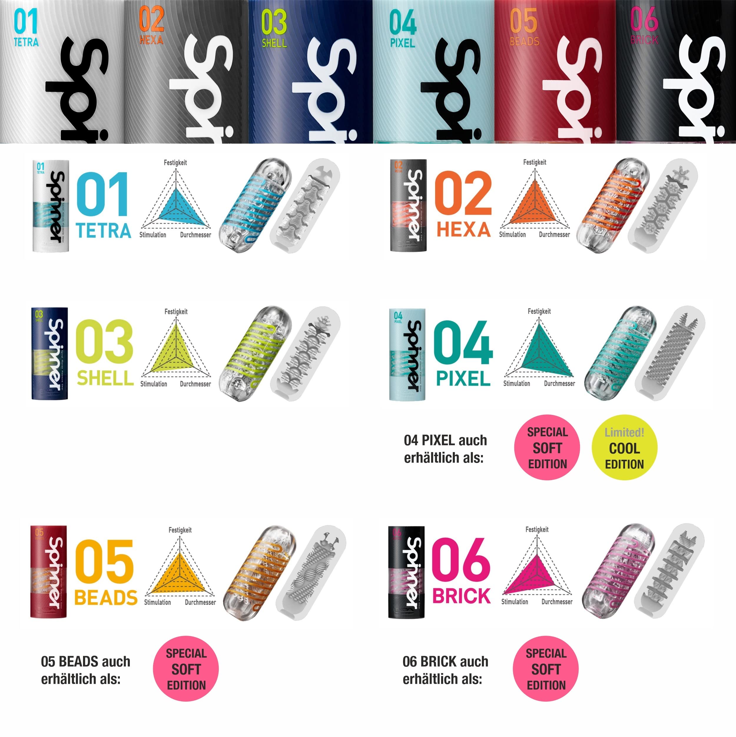 TENGA Spinner-06 | Premium TPE Male Masturbator Sex Toys for Men | Spiral Motion Reusable Sleeve Stroker Device, Made in Japan