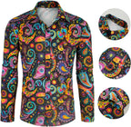 70s Outfits for Men 6 Pcs Disco Outfit Retro Costume with Bell Bottom Pants