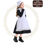 Kosgraiy Colonial Prairie Costume Dress for Girl,Kid Manor Maid Dress,Victorian Maid Costume,Girl Pilgrim Outfit,Black,S/120