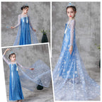 Luxury Princess Dress Costumes with Shining Long Cape Girls Birthday Party