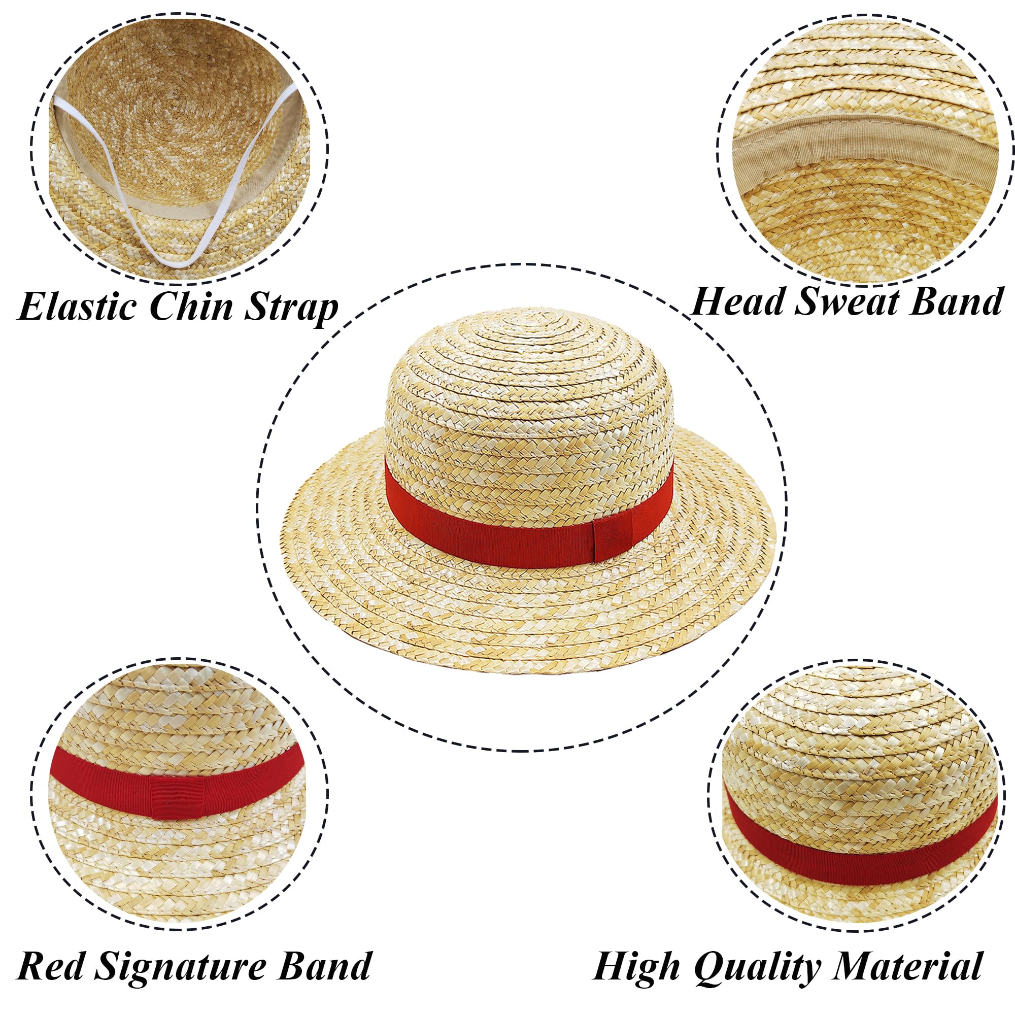 Memfish Straw Hat Halloween Party Yellow Strawhats with String Summer Beach Hats Performance Props for Youth Men Women