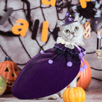 KOUPA Pet Halloween Costume with Hat, Dog Clothes Cosplay Wizard Cloak for Small Puppy Kitten Animal, Shiny Cat Outfit Suit for Party Holiday Christmas, Purple