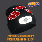 Naruto Beanie Hat, Akatsuki Cloud Winter Knit Cap with Cuff, Black, One Size