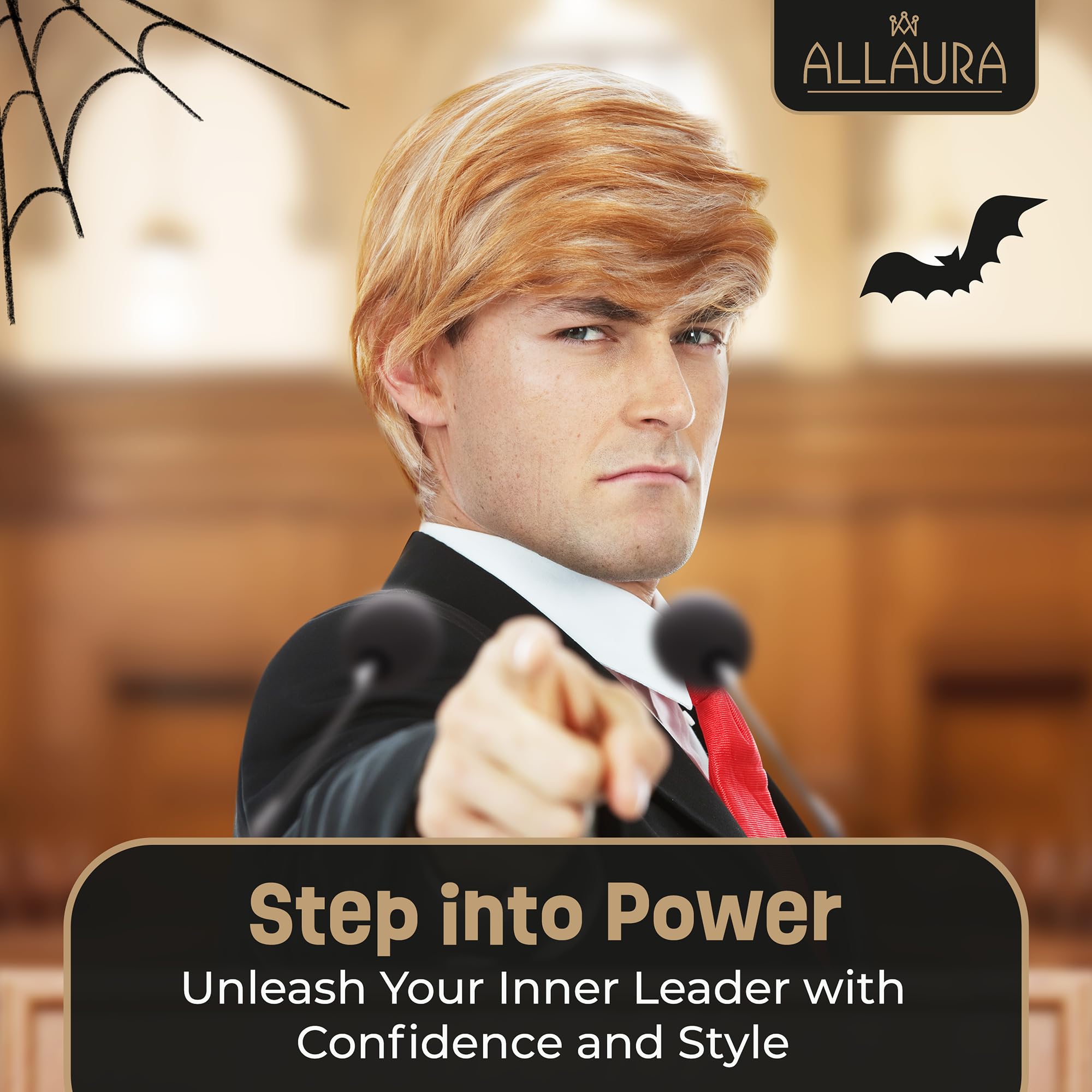 ALLAURA Compatible with Sonny Bono Wig – 60s 70s Men’s Short Brown Wig + Mustache for Hippie, Singer, TV Star, Cop, Detective Costumes – Liberty Duo, Limu & Doug, Uncle Rico, Retro Halloween Outfit