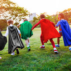 Mizzuco Dress Up Capes for Kids Superhero Cloak with Mask and Waistband Halloween Costumes and Party Dress up(Red Gray)