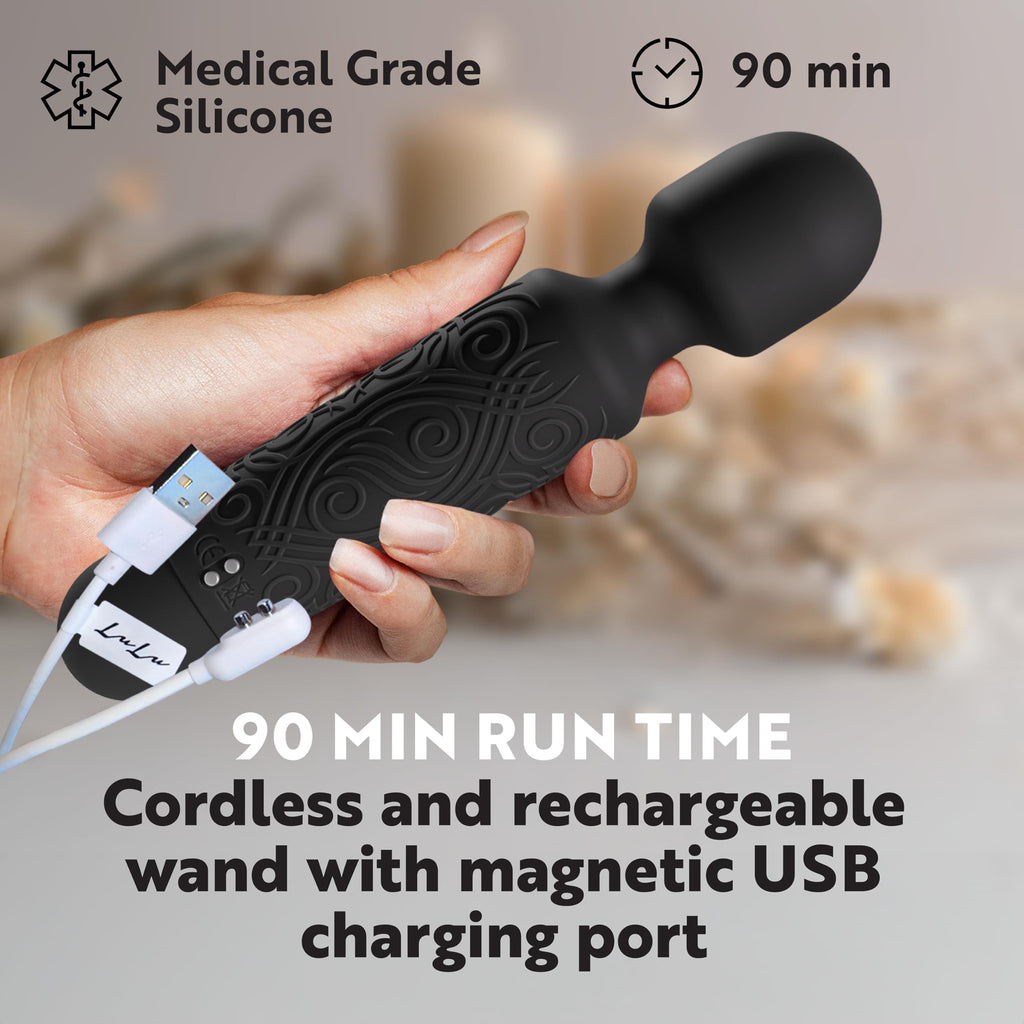 LuLu Wand Massager Vibrator for Women - Powerful Multi-Speed Waterproof Vibrating Wand with Tiger Eye Yoni Egg - Silent Rechargeable Sex Toy for Clitoral Stimulation