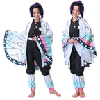 Powzaty Anime Cosplay Costume Kimono Full Set Adult Girls Robe Cloak Costume Set Halloween Kimono Outfit Cosplay with Wig (Butterfly Set, Kids 140)