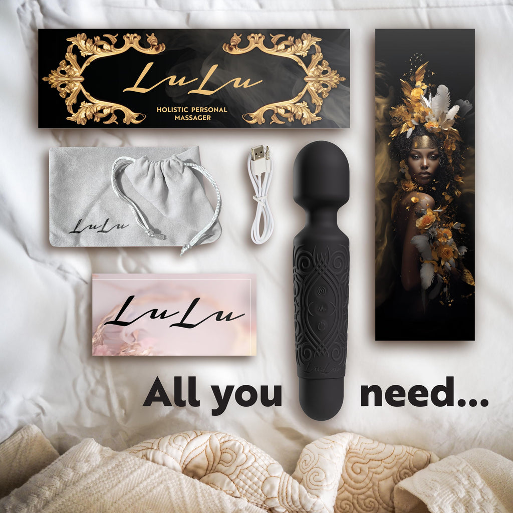 LuLu Wand Massager Vibrator for Women - Powerful Multi-Speed Waterproof Vibrating Wand with Tiger Eye Yoni Egg - Silent Rechargeable Sex Toy for Clitoral Stimulation