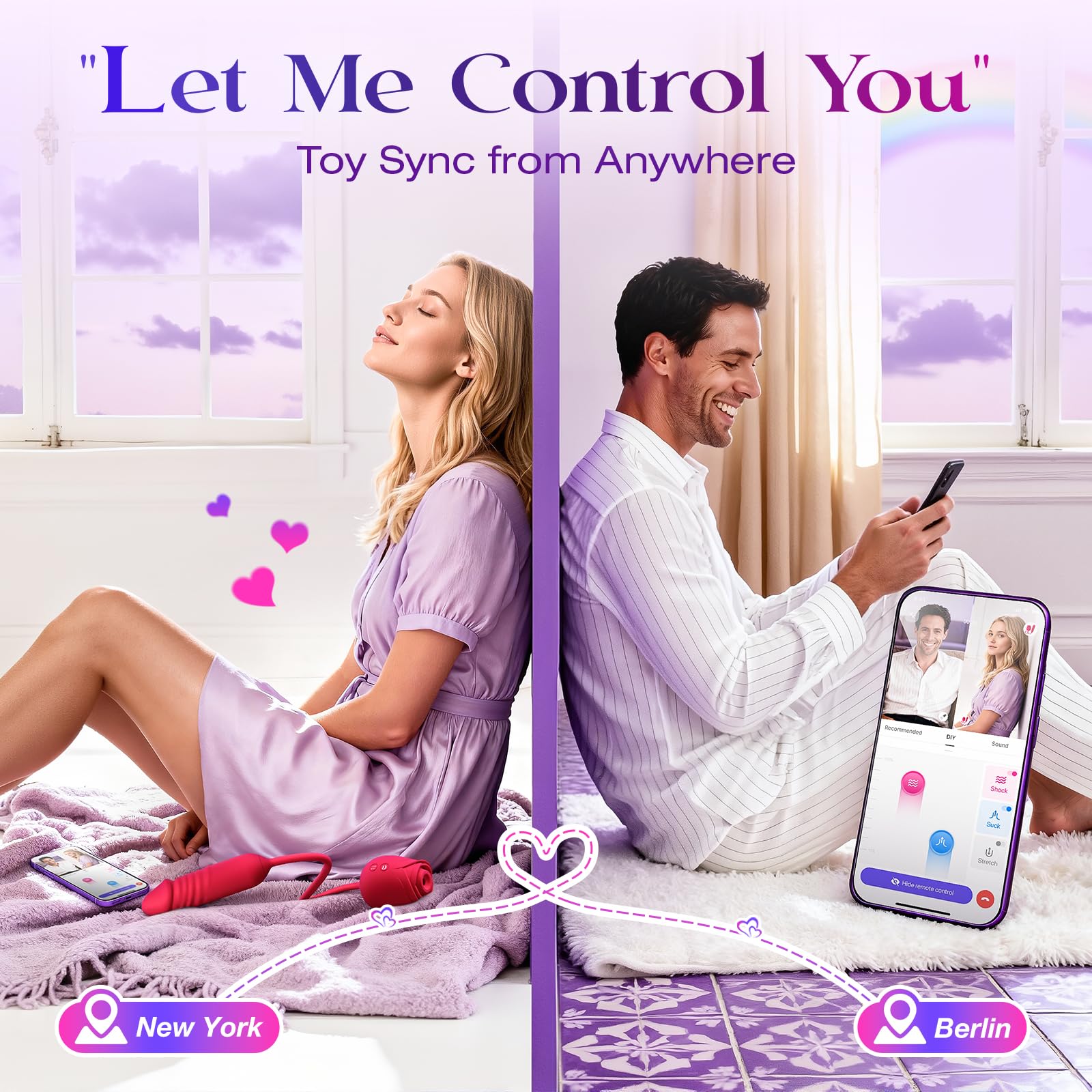 Vibrator Dildo Sex Toys for Women - MOOLIGIRL Rose Sex Toy with Thrusting G Spot Vibrators & 10 Sucking Modes for Clitoral Nipple Stimulation Anal Double-Ended Dildos Adult Sex Toys Games for Couples