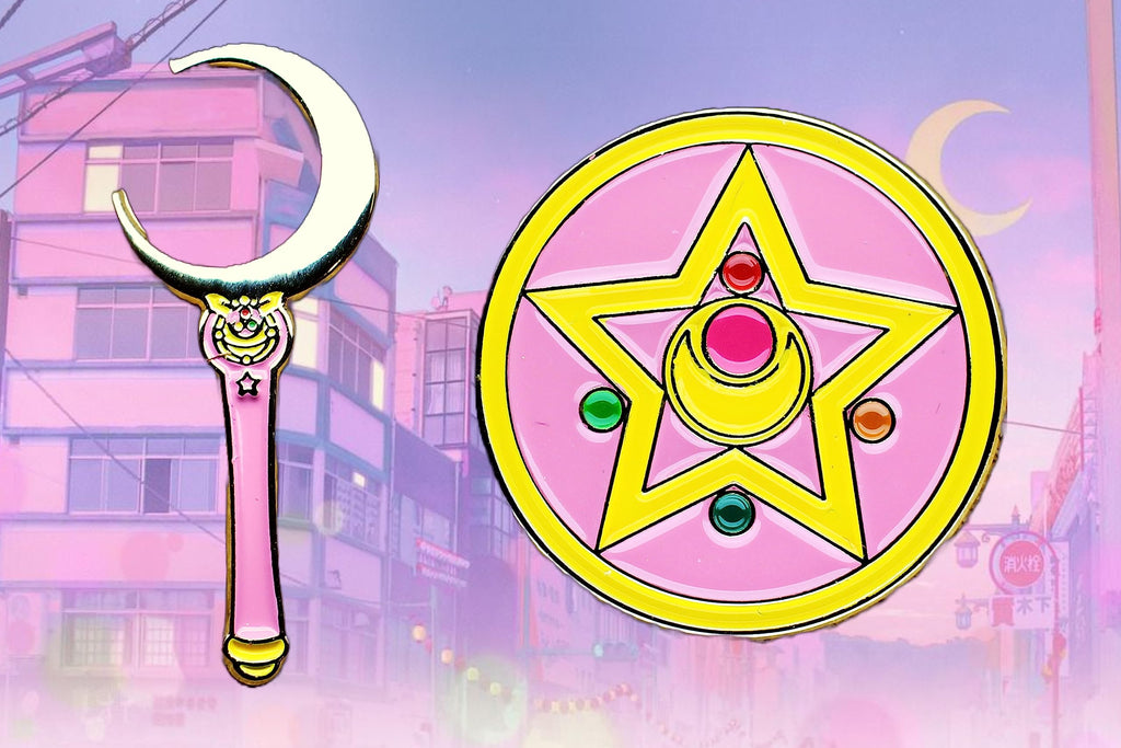 Cielo West Gummy Bear Sparkle Glitter Cute Lapel Pin Backpacks Set of 2 (Sailor Moon, 2)