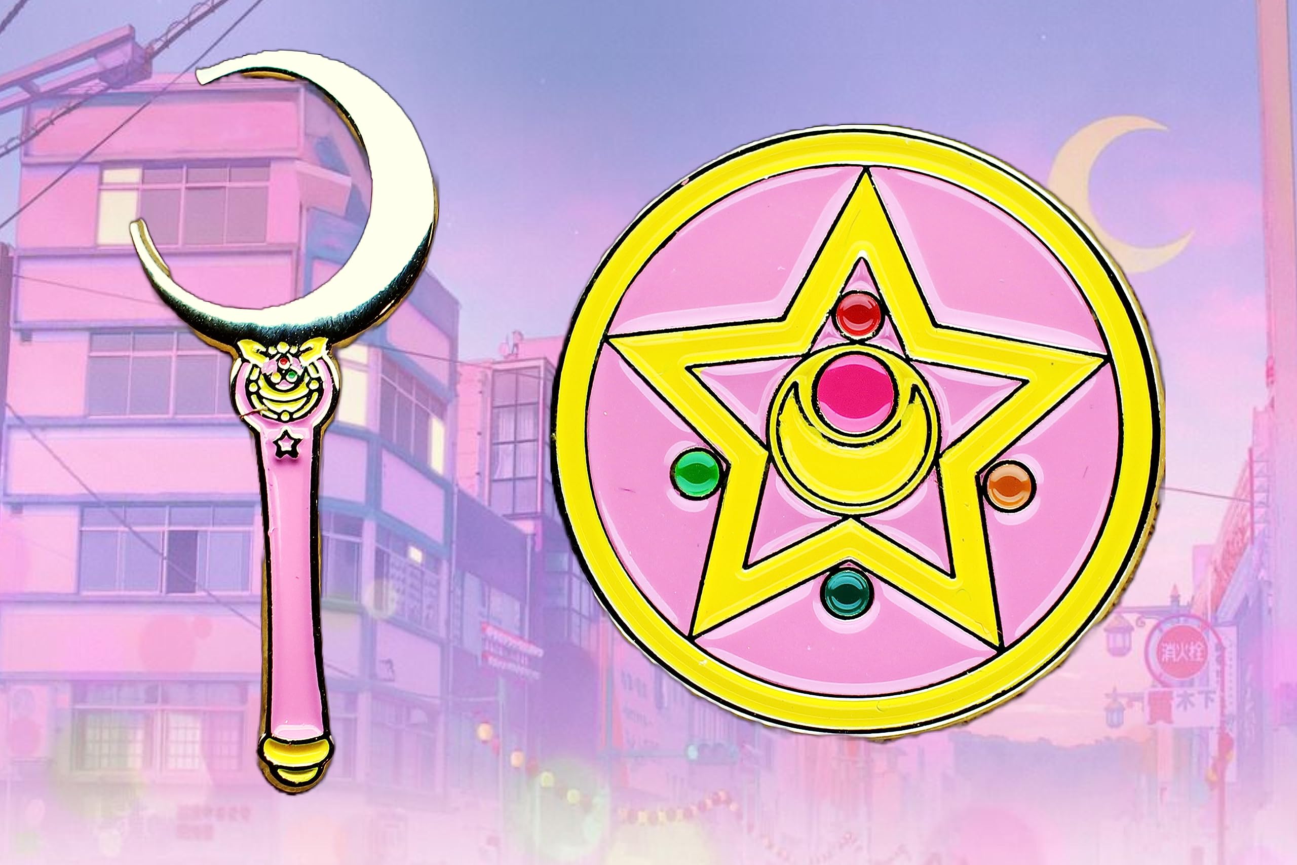 Cielo West Gummy Bear Sparkle Glitter Cute Lapel Pin Backpacks Set of 2 (Sailor Moon, 2)