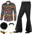 70s Outfits for Men 6 Pcs Disco Outfit Retro Costume with Bell Bottom Pants