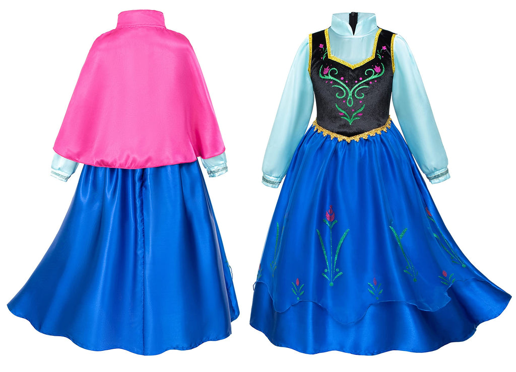 Princess Costumes Birthday Party Dress Up for Little Girls/Long Sleeve with Cape