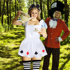 Keymall White Retro Apron Bow Headband High Thigh for Women Girls Halloween Dress Up Costume (Set B)