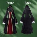 Colorful House Womens Medieval Renaissance Princess Retro Gown Cosplay Costume Dress(X-Large,Black(hooded))
