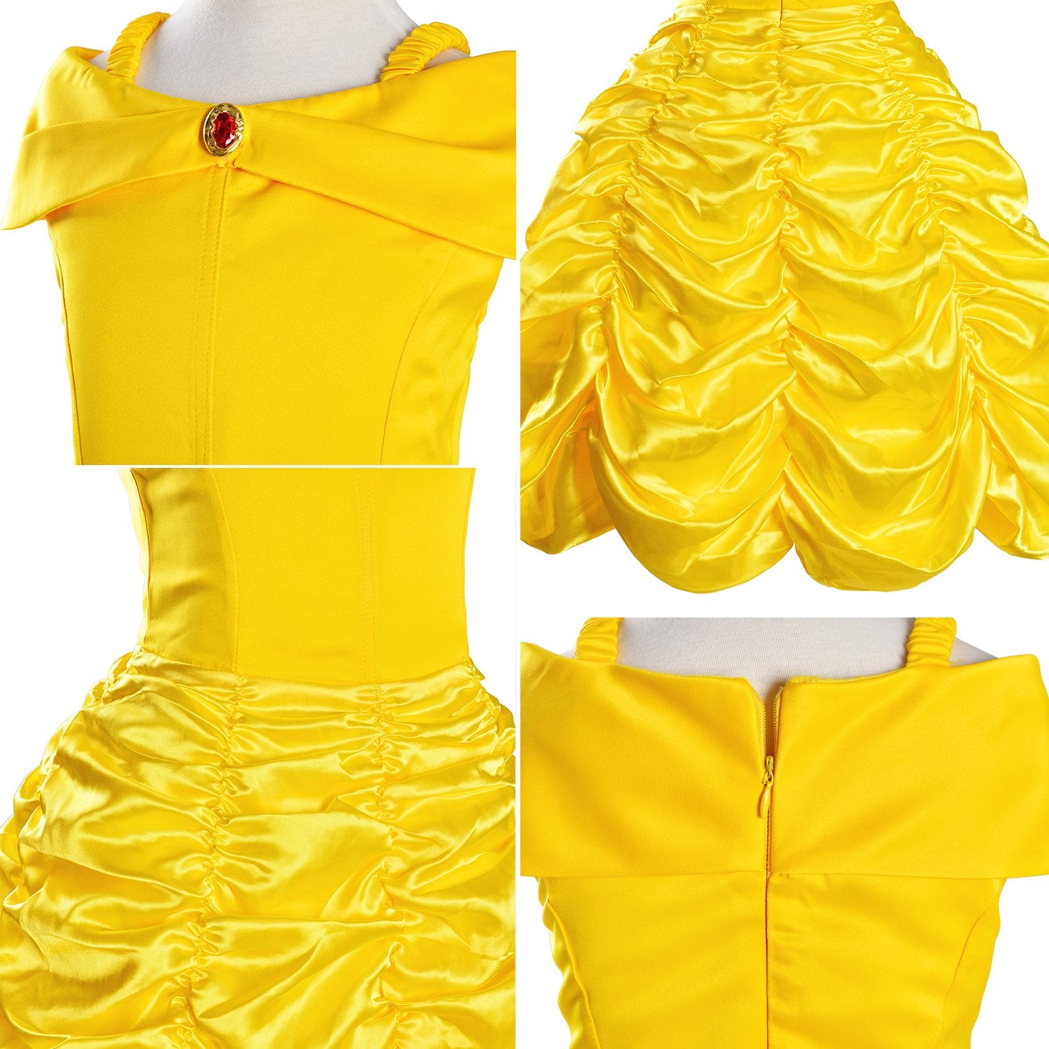 Princess Costume for Girls Birthday Party Fancy Dress Up with Accessories(Crown+Wand+Earrings+Gloves)