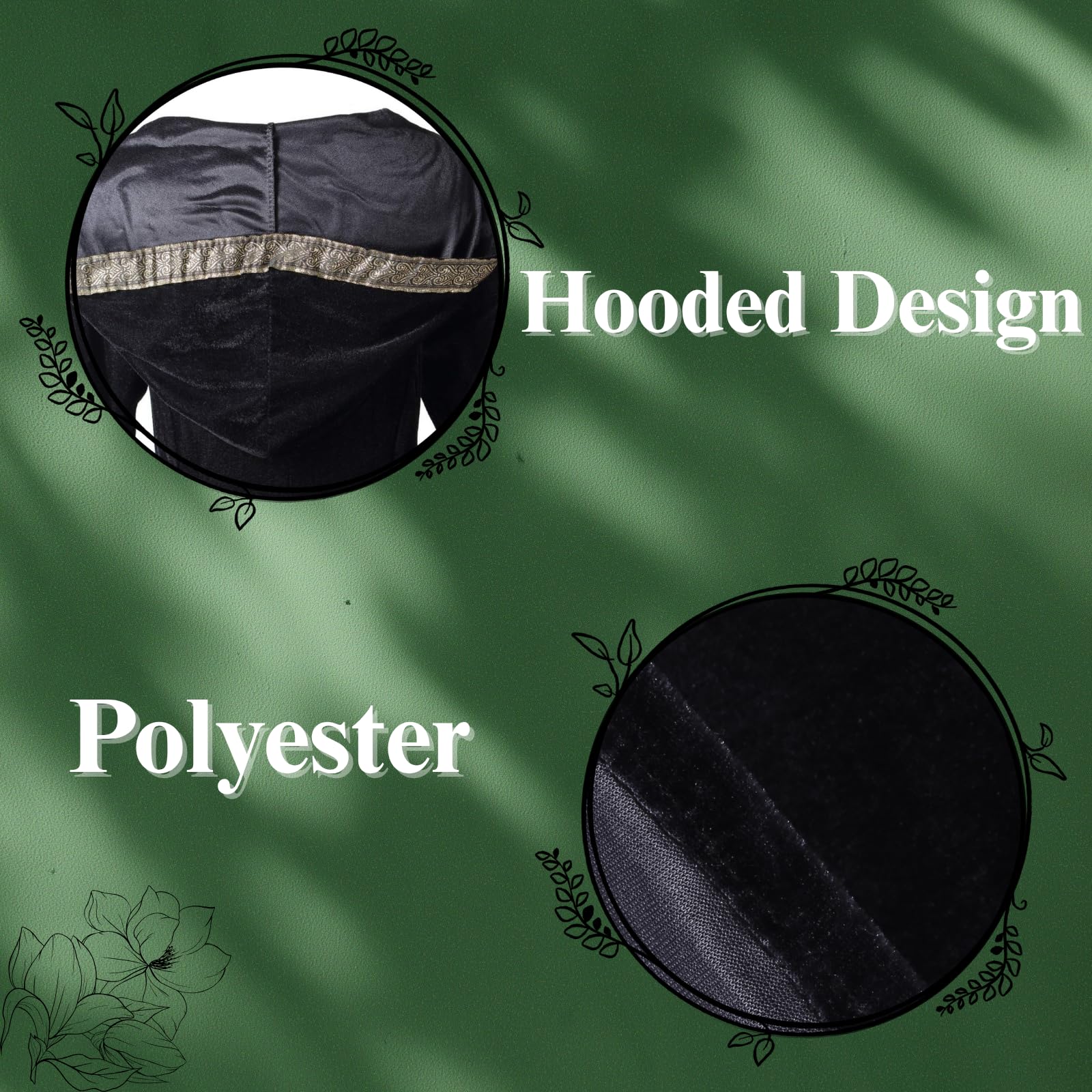 Colorful House Womens Medieval Renaissance Princess Retro Gown Cosplay Costume Dress(X-Large,Black(hooded))