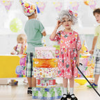 Kids Old Lady Costume for Girls Grandma Wigs Dress Glasses Necklace Granny Outfit 100 Days of School Cosplay Accessories (Medium)