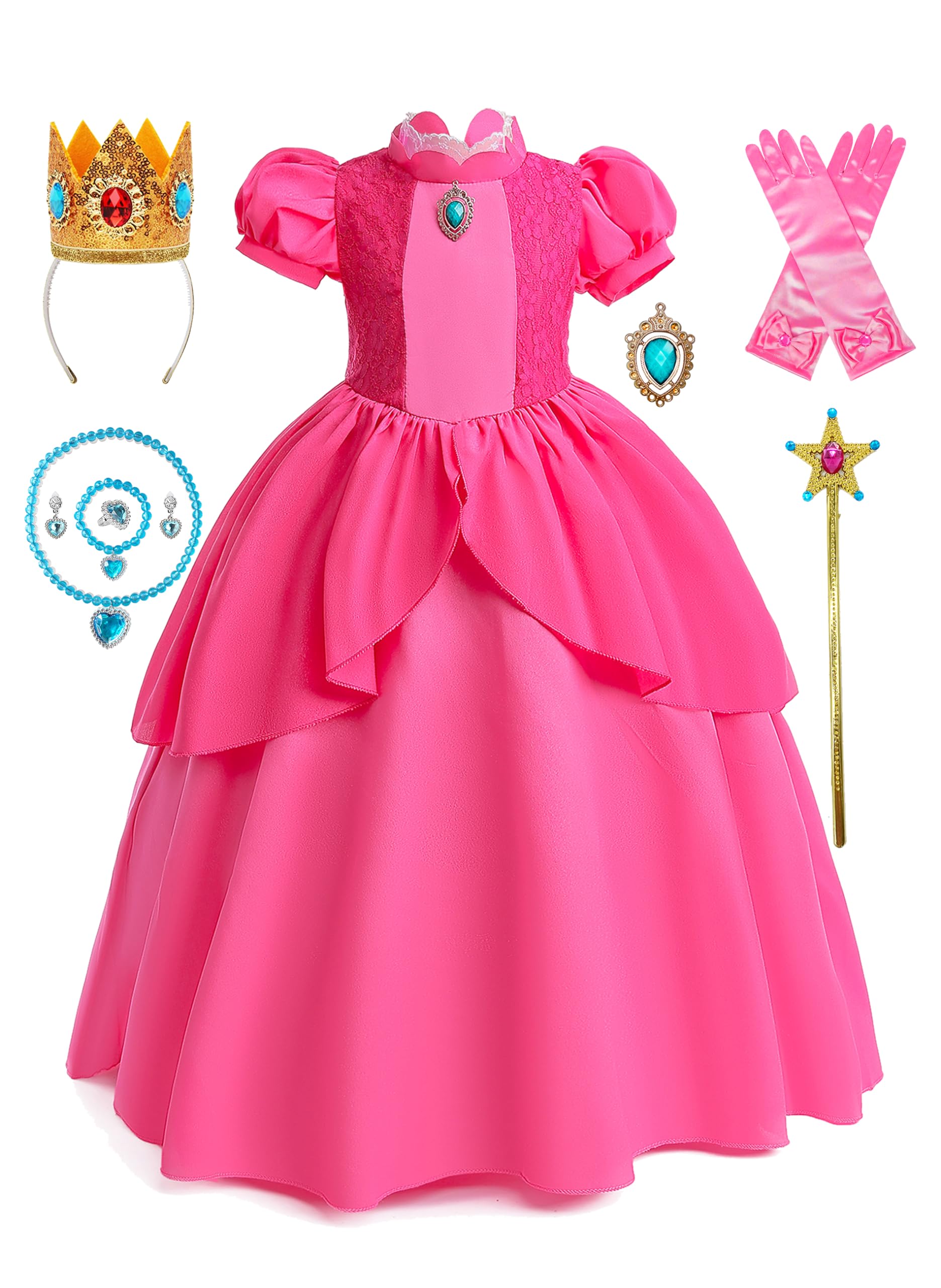 Princess Costume for Girls Cosplay Dress Halloween Birthday Party Dress Up Outfit 3-12Y