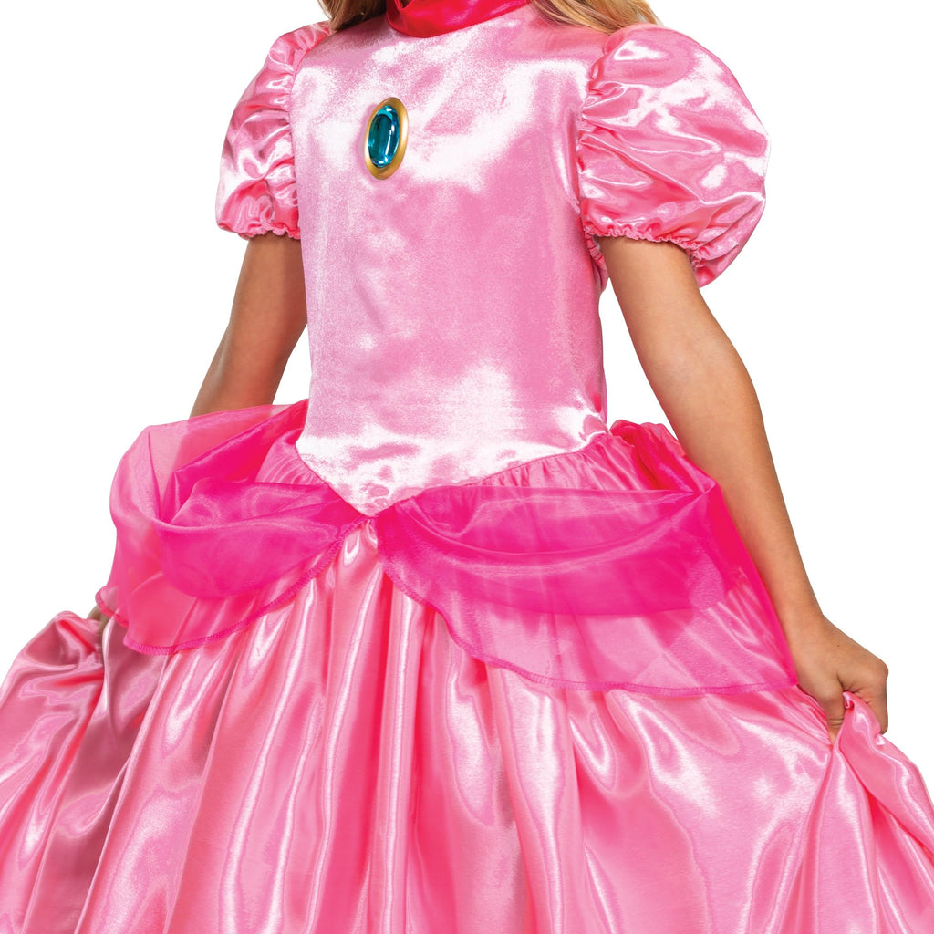 Disguise Princess Peach Costume Dress, Nintendo Super Mario Bros Deluxe Dress Up Outfit for Girls, Kids Size Small (4-6x)