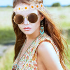 Hicarer Hippie Costume Accessories Include Sunglasses, Peace Sign Necklace, Boho Headband and Earring for 60s 70s Party