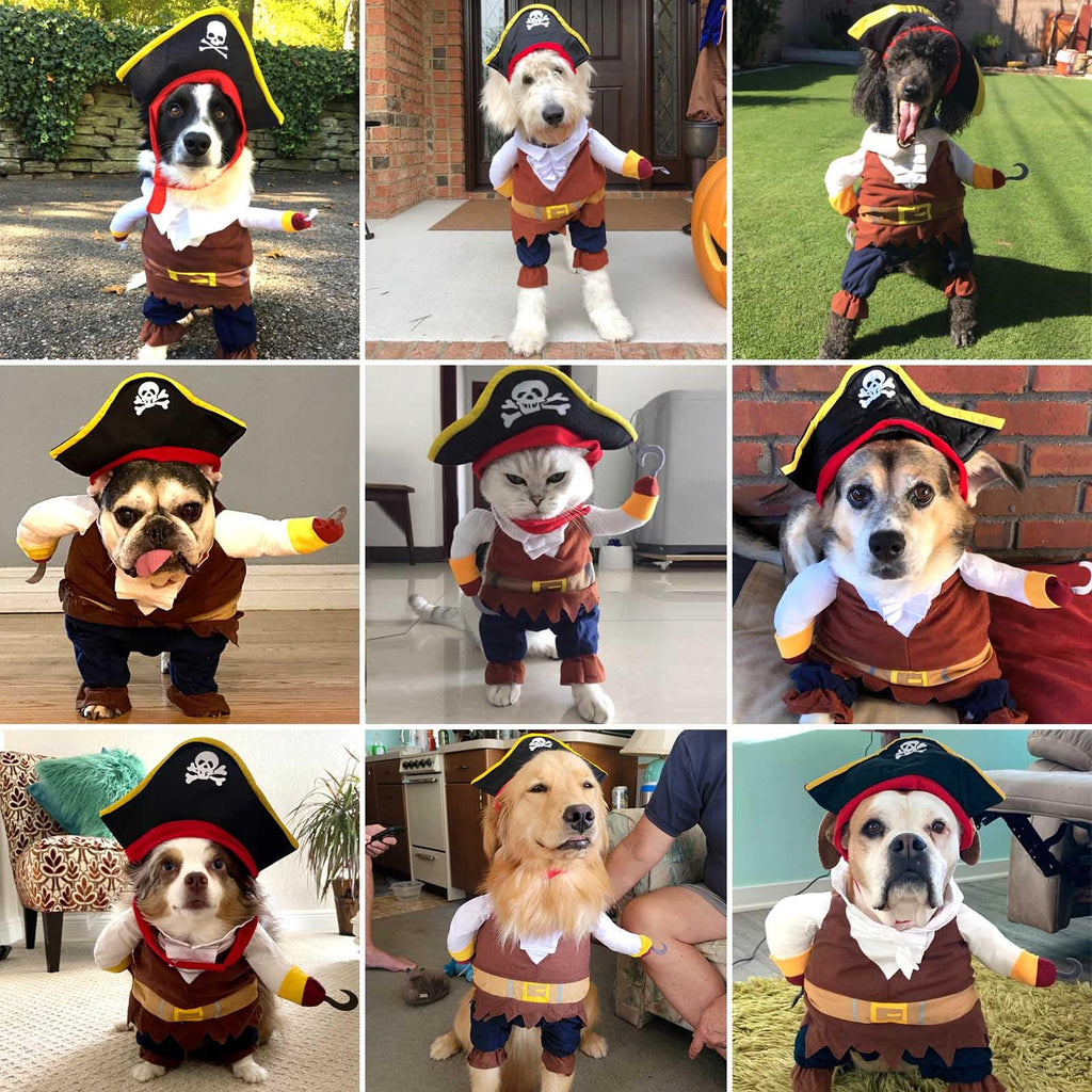 Dog Costume Pirates of The Caribbean Style, Novelty Pet Cosplay Funny Halloween Costumes Cat Pirate Clothing, Cool Dog Clothes for Small to Medium Dogs Cats, Corsair Dress Up Party Apparel (S)