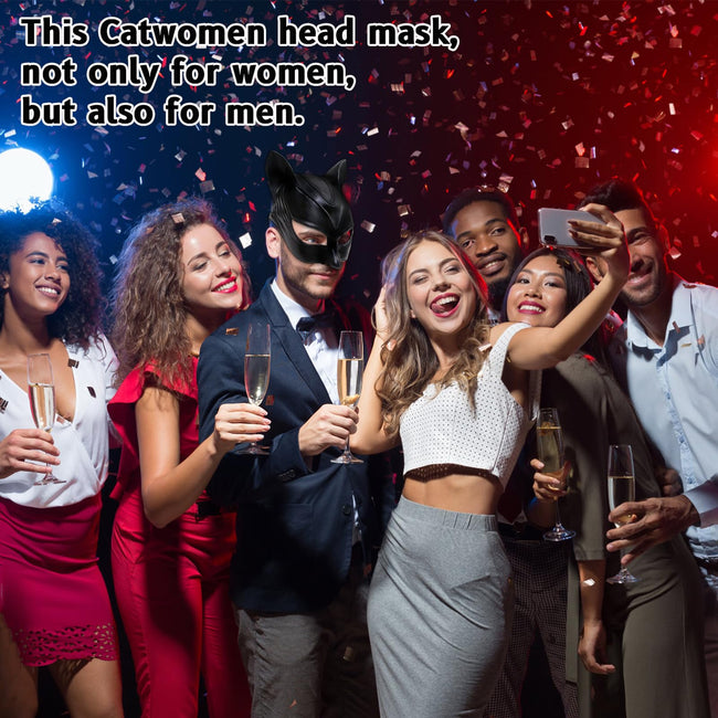 Elemirance Cat Mask for Women, Women's Cat Half Face Masks for Halloween Masquerade Cosplay Party Props - Large Main Image