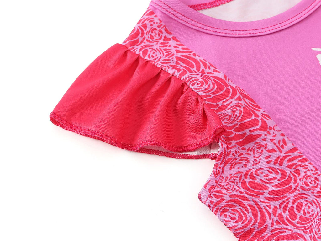 Princess Costume Dress for Girls Halloween Birthday Party Cosplay Flutter Sleeve Pink Fancy Dresses