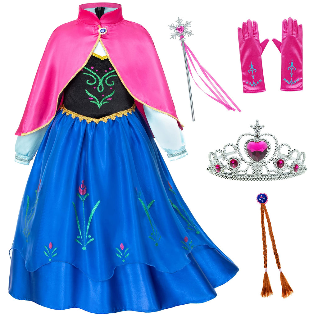 Princess Costumes Birthday Party Dress Up for Little Girls/Long Sleeve with Cape
