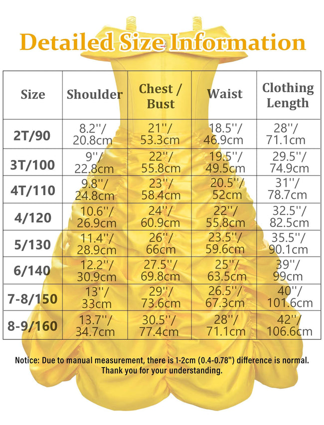 knemmy Princess Costume Dresses for Girls Costumes Halloween Cosplay Birthday Outfit Yellow Main Image