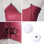 Womens Bunny Costume Girl Suit Senpai Cosplay Anime Role Costume One Piece Bodysuit Removable Padded with Stockings Set(Red L)