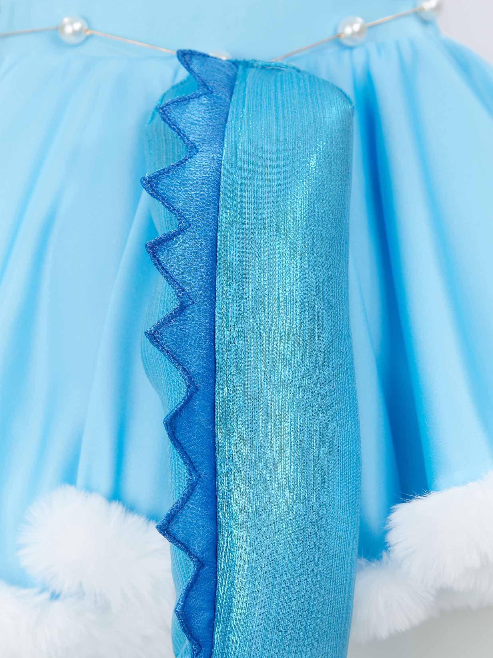 Mobbunny Women's Anime Cosplay Romper Onesie Blue Bodysuit Skirt Set with Headband Choker Halloween Cosplay Costume