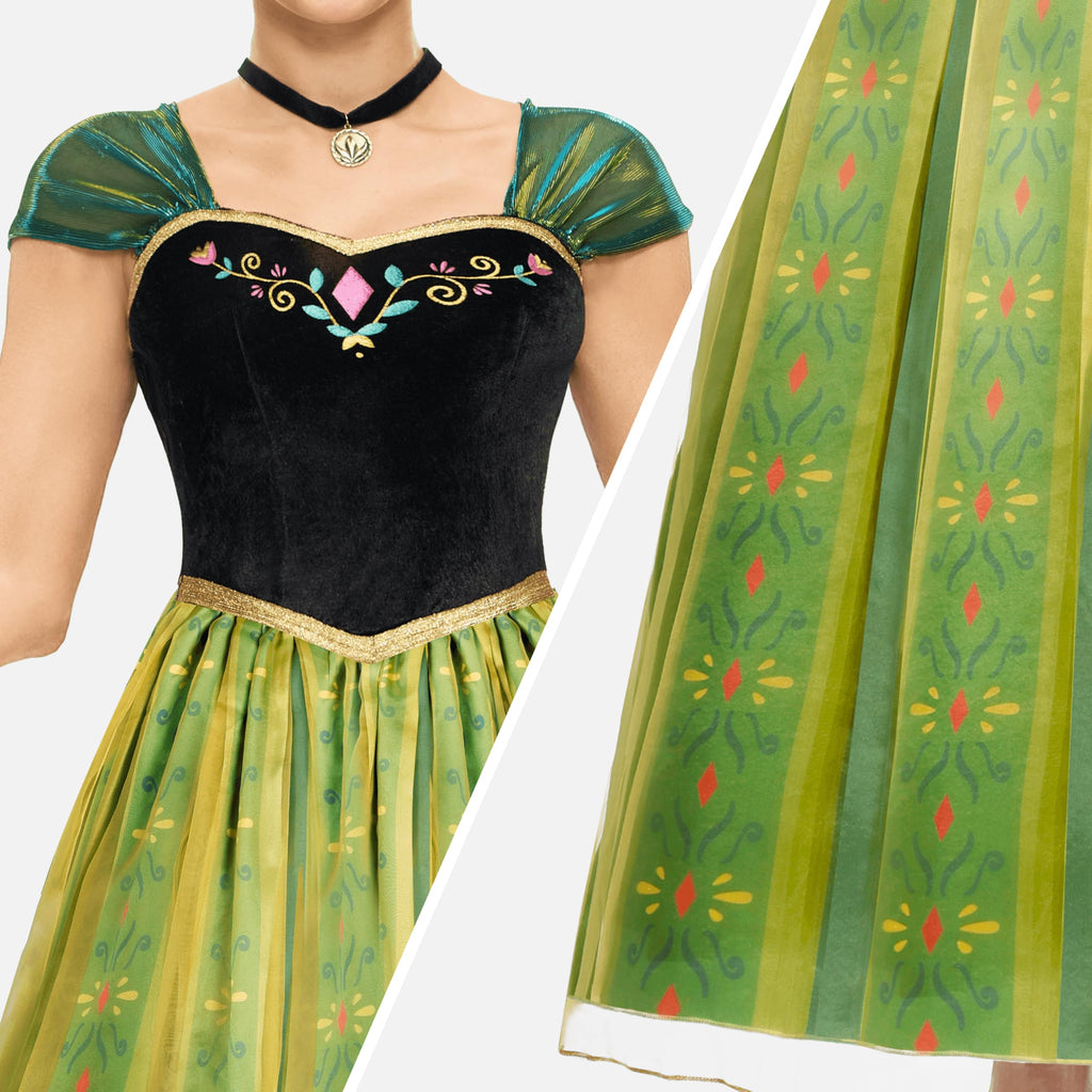 Spooktacular Creations Adult Princess Costume, Halloween Women Coronation Dress Costume Cosplay, Green Princess Dress-XXL