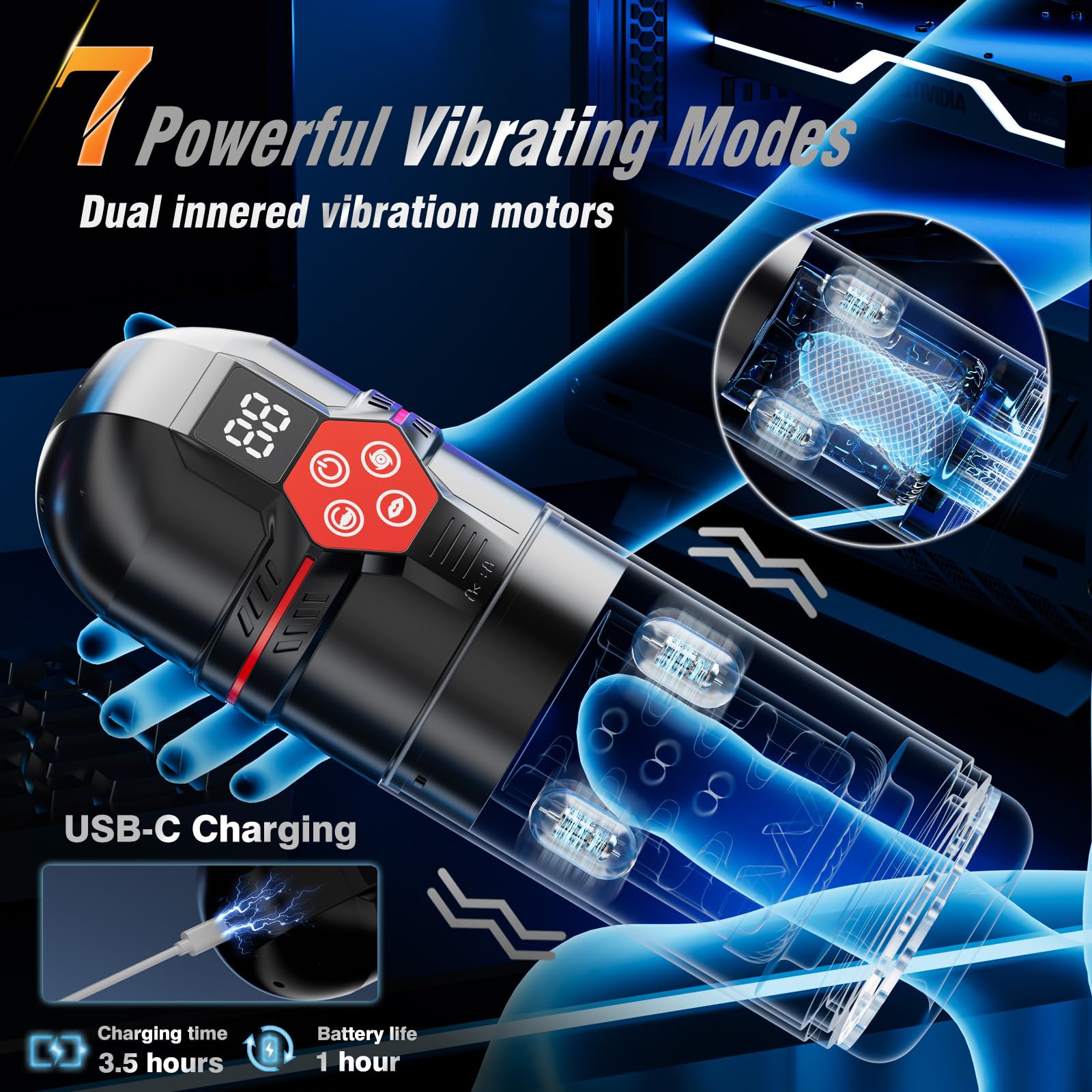 Mrgras Male Masturbator Penis Pump - Male Sex Toys for Men with Upgrade 12 S Vacuum Pump & 7 Thrusting Rotating Vibrating Sucking Licking LCD Adult Toys Mens Sex Toys Pocket Pussy Pumps & Enlargers