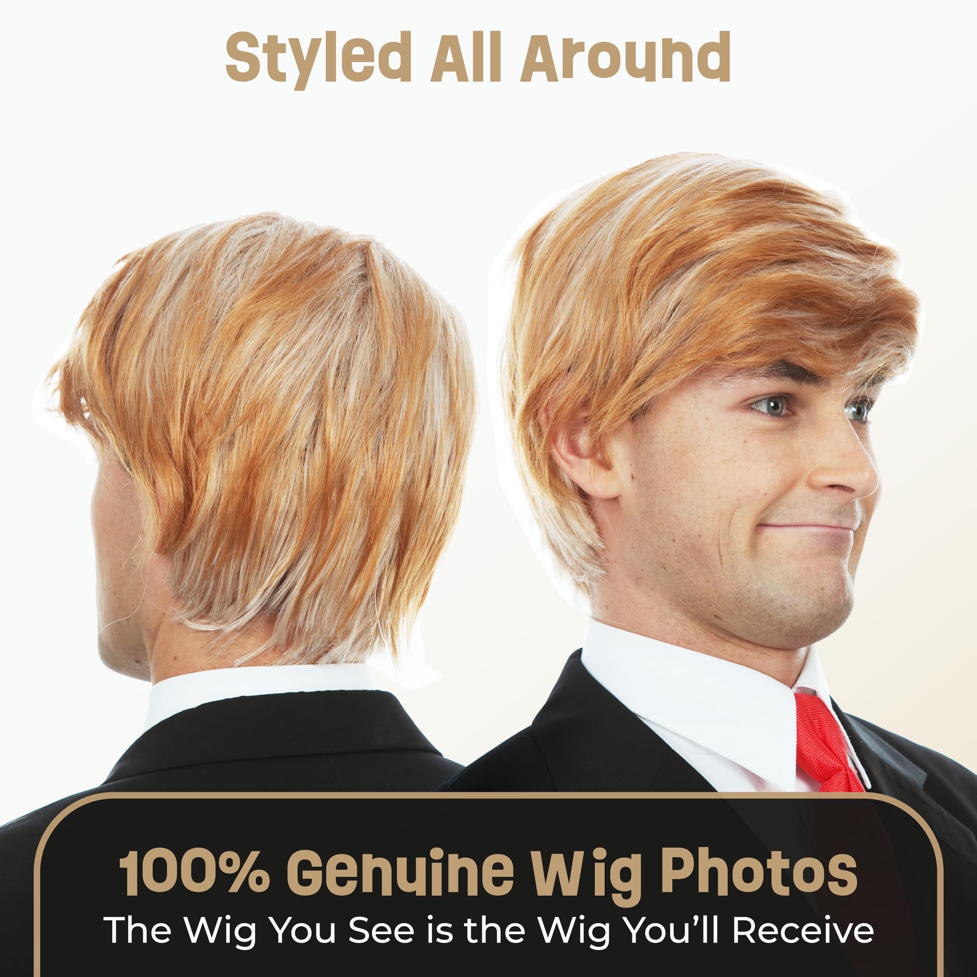 ALLAURA Compatible with Sonny Bono Wig – 60s 70s Men’s Short Brown Wig + Mustache for Hippie, Singer, TV Star, Cop, Detective Costumes – Liberty Duo, Limu & Doug, Uncle Rico, Retro Halloween Outfit