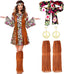 SATINIOR 70s 60s Hippie Costume Set 70s Outfits Accessories for Carnival Party Halloween Women Disco Dress